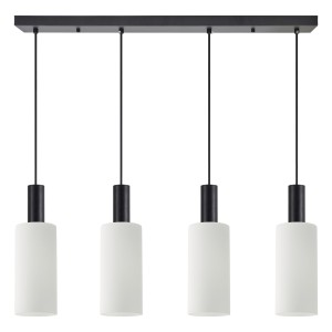Se21-Bl-4-4Bl-Gl3 Adept Tube Black Κρεμαστό Φωτιστικό White Glass