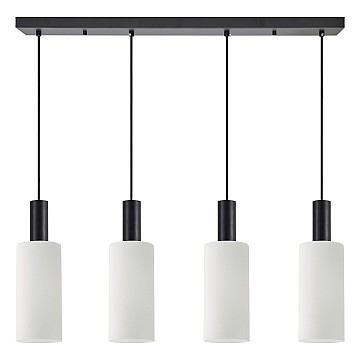 Se21-Bl-4-4Bl-Gl3 Adept Tube Black Κρεμαστό Φωτιστικό White Glass