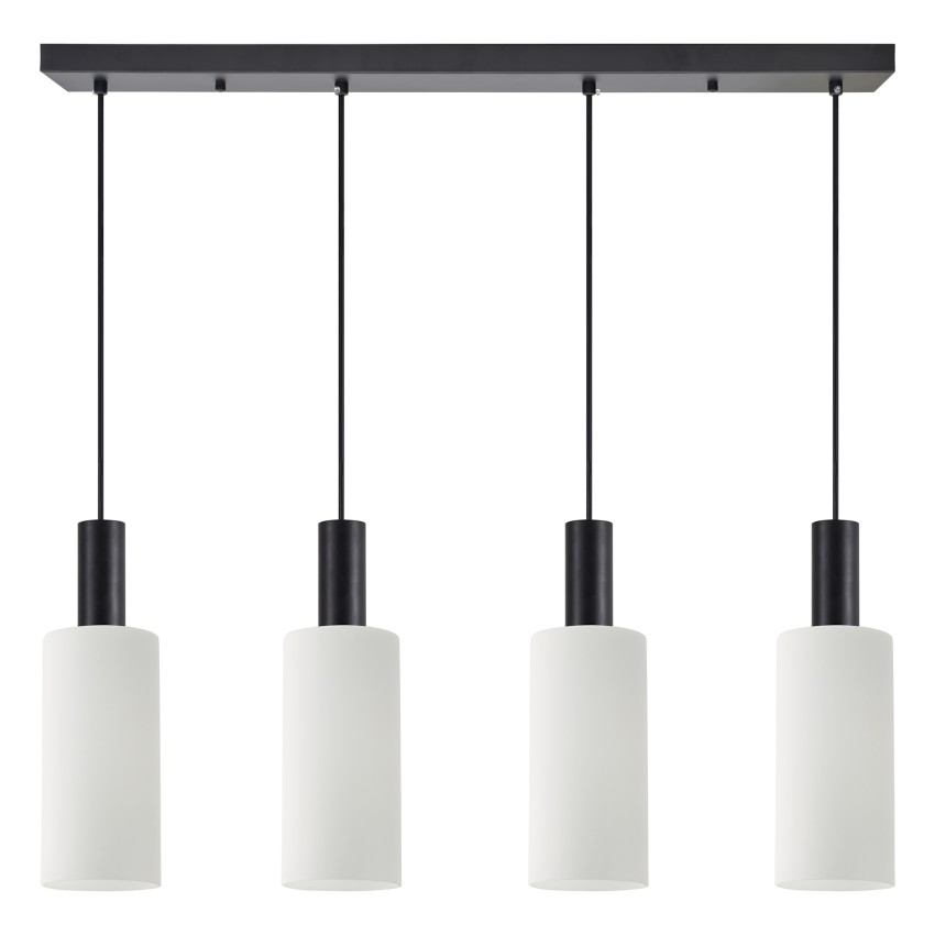 Se21-Bl-4-4Bl-Gl3 Adept Tube Black Κρεμαστό Φωτιστικό White Glass
