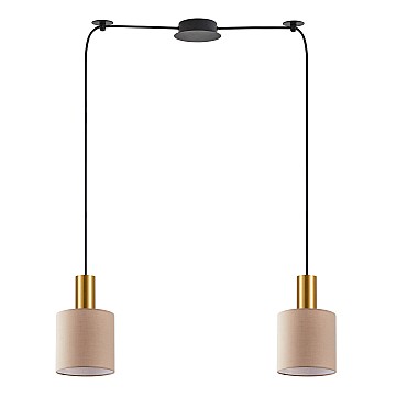 Se21-Gm-4-Bl2-Sh3 Adept Tube Gold Matt Κρεμαστό Φωτιστικό Brown Fabric Shade