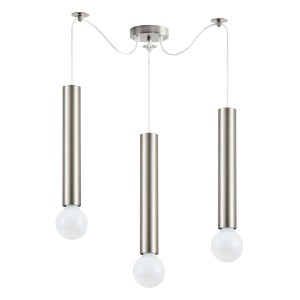 Adept Tube Τρίφωτο Κρεμαστό Φωτιστικό Νίκελ Ματ E27 Μεταλλικό