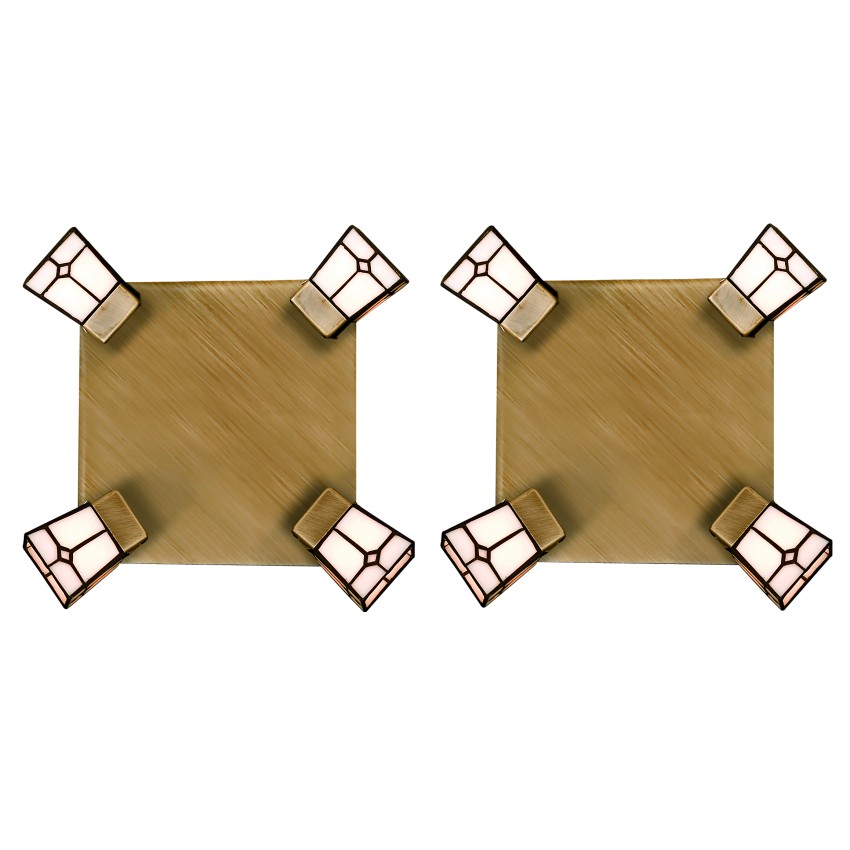 G9078-4R (X2) Vitro Spot Packet Stained Glass With Bronze Base And Rotating Heads+ Vitro Spot Packet Stained Glass With Bronze Base And Rotating Heads+