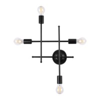 GLOBOSTAR® PIPING  Vintage Φωτιστικό Τοίχου - Απλίκα με Ντουί 4 x E27 AC 220-240V IP20 - Μαύρο - Μ40 x Π9 x Υ52cm