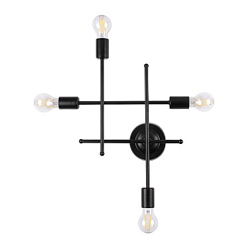 Piping Glint® Vintage Επιτοίχιο Φωτιστικό Πολύφωτο 4 X E27 Ac220-240V Ip20 - Μ40 X Π9 X Υ52Cm - Μαύρο Μεταλλικό Πλέγμα