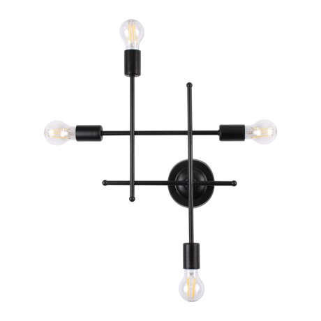 GLOBOSTAR® PIPING  Vintage Φωτιστικό Τοίχου - Απλίκα με Ντουί 4 x E27 AC 220-240V IP20 - Μαύρο - Μ40 x Π9 x Υ52cm