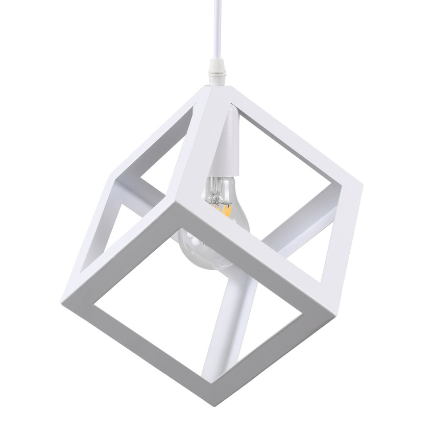 GLOBOSTAR® CUBE  Μοντέρνο Κρεμαστό Φωτιστικό Οροφής με Ντουί 1 x E27 AC 220-240V IP20 - Λευκό - Μ25 x Π25 x Υ25cm