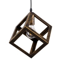 GLOBOSTAR® CUBE  Μοντέρνο Κρεμαστό Φωτιστικό Οροφής με Ντουί 1 x E27 AC 220-240V IP20 - Χάλκινο Εφέ Σκουριάς - Μ25 x Π25 x Υ25cm