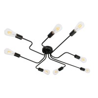 GLOBOSTAR® LIBERTA  Μοντέρνο Φωτιστικό Οροφής με Ντουί 8 x E27 AC 220-240V IP20 - Μαύρο - Μ102 x Π72 x Υ10.5cm