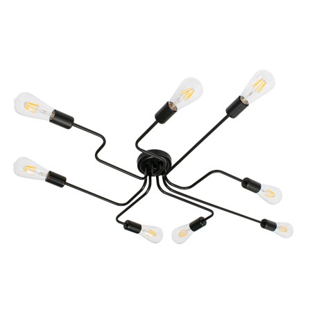 GLOBOSTAR® LIBERTA  Μοντέρνο Φωτιστικό Οροφής με Ντουί 8 x E27 AC 220-240V IP20 - Μαύρο - Μ102 x Π72 x Υ10.5cm