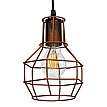 Cage Glint® Vintage Industrial Κρεμαστό Φωτιστικό Οροφής Μονόφωτο 1 X E27 Καφέ Σκουριά Μεταλλικό Πλέγμα Φ15 X Y22Cm