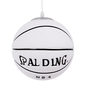 Spalding Nba Glint®  Κρεμαστό Παιδικό Φωτιστικό Οροφής Μονόφωτο 1 X E27 Λευκό Μαύρο Γυάλινο Φ25 X Υ25Cm