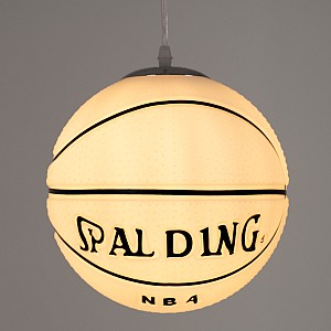 Spalding Nba Glint®  Κρεμαστό Παιδικό Φωτιστικό Οροφής Μονόφωτο 1 X E27 Λευκό Μαύρο Γυάλινο Φ25 X Υ25Cm