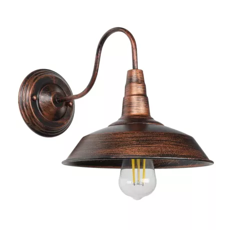 GLOBOSTAR® RAY  Vintage Φωτιστικό Τοίχου - Απλίκα με Ντουί 1 x E27 AC 220-240V IP20 - Χάλκινο Εφέ Σκουριάς - Μ26 x Π36 x Υ28cm