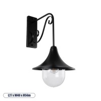 GLOBOSTAR® ANNIEL  Vintage Φωτιστικό Τοίχου - Απλίκα με Ντουί 1 x E27 AC 220-240V IP20 - Μαύρο - Μ27 x Π40 x Υ56cm