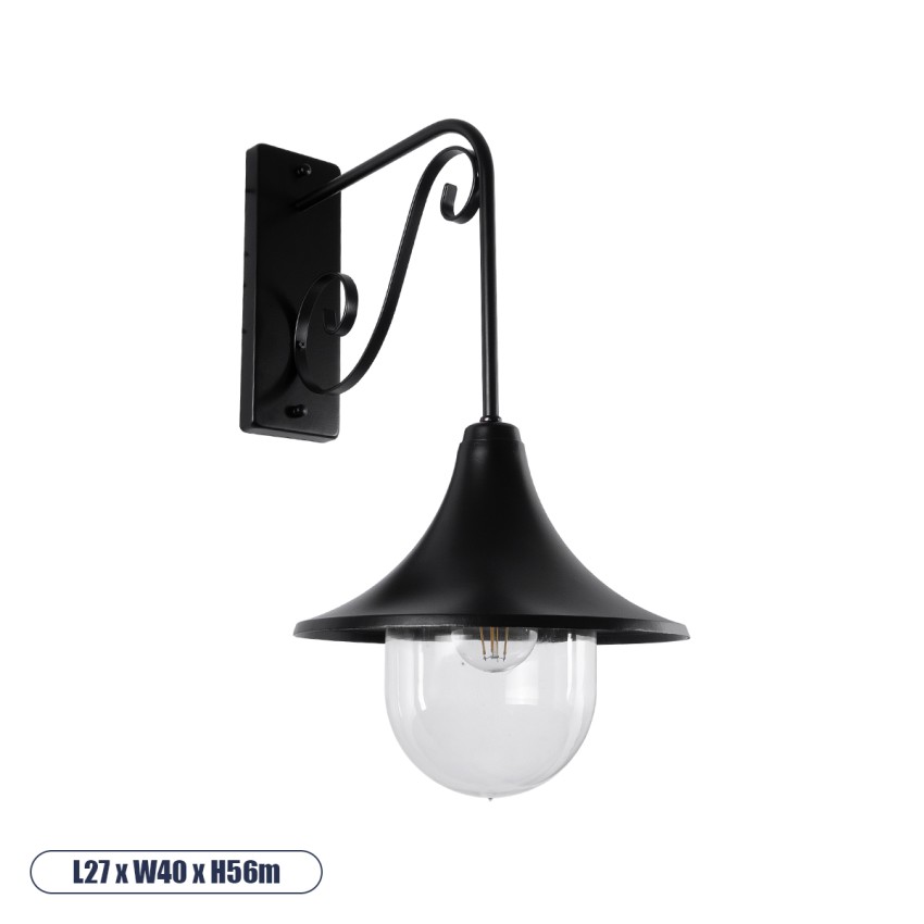 GLOBOSTAR® ANNIEL  Vintage Φωτιστικό Τοίχου - Απλίκα με Ντουί 1 x E27 AC 220-240V IP20 - Μαύρο - Μ27 x Π40 x Υ56cm