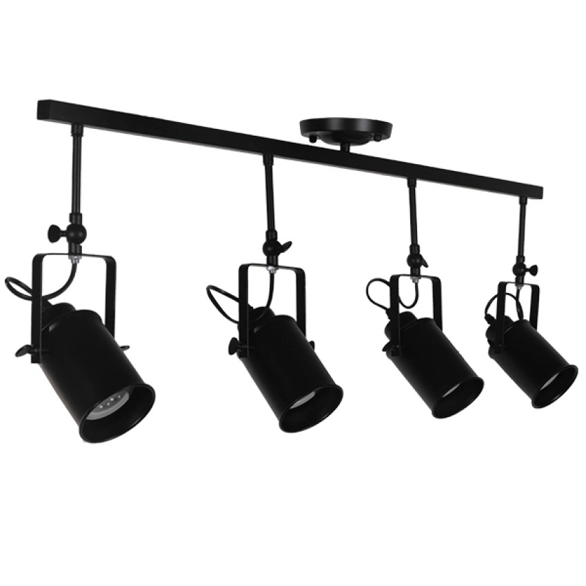 GLOBOSTAR® HOLLYWOOD  Vintage Φωτιστικό Οροφής με Ντουί 4 x E27 AC 220-240V IP20 - Μαύρο - Μ110 x Π13 x Υ38cm