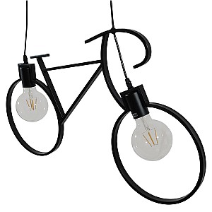 Bike Black Glint® Vintage Κρεμαστό Φωτιστικό Οροφής Δίφωτο 2 X E27 Μαύρο Μεταλλικό Μ67 X Π1.5 X Υ41Cm