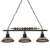 GLOBOSTAR® BILLIARD SERIES  Vintage Κρεμαστό Φωτιστικό Οροφής με Ντουί 3 x E27 AC 220-240V IP20 - Μαύρο & Μελί - Μ96 x Π25 x Υ30cm