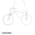 Bike White Glint® Vintage Κρεμαστό Φωτιστικό Οροφής Δίφωτο 2 X E27 Λευκό Μεταλλικό Μ67 X Π1.5 X Υ41Cm