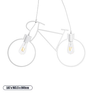 Bike White Glint® Vintage Κρεμαστό Φωτιστικό Οροφής Δίφωτο 2 X E27 Λευκό Μεταλλικό Μ67 X Π1.5 X Υ41Cm