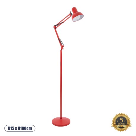 GLOBOSTAR® AUDREY  Vintage Επιδαπέδιο Φωτιστικό με Ντουί 1 x E27 AC 220-240V IP20 - Κόκκινο - Μ15 x Π15 x Υ190cm