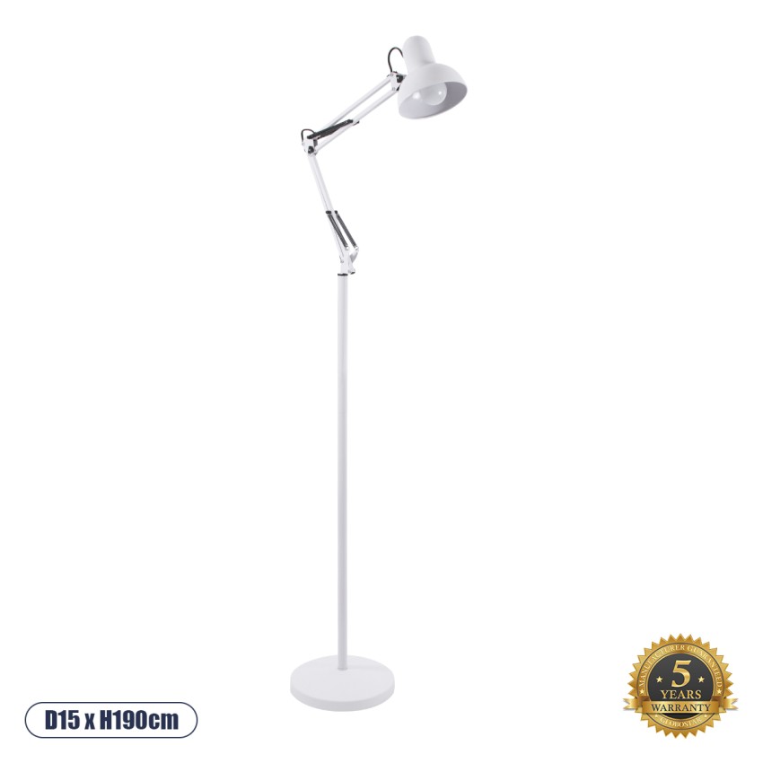 GLOBOSTAR® AUDREY  Vintage Επιδαπέδιο Φωτιστικό με Ντουί 1 x E27 AC 220-240V IP20 - Λευκό - Μ15 x Π15 x Υ190cm