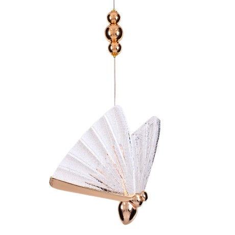 GLOBOSTAR® BUTTERFLY  Μοντέρνο Κρεμαστό Φωτιστικό Οροφής LED 10W 800lm 360° AC 220-240V IP20 Θερμό Λευκό 2700K - Lumileds SMD Chip - Ροζ Χρυσό & Διάφανο - Μ20 x Π17 x Y24cm