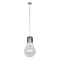 Lamp Glint®  Κρεμαστό Φωτιστικό Οροφής Μονόφωτο 1 X E27 Ασημί Νίκελ Μεταλλικό Διάφανο Γυαλί Φ30 X Υ52Cm