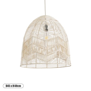 GLOBOSTAR® ALOHA  Boho Κρεμαστό Φωτιστικό Οροφής με Ντουί 1 x E27 AC 220-240V IP20 - Μπεζ - Μ45 x Π45 x Υ48cm