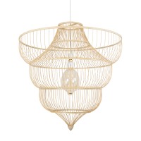 GLOBOSTAR® HIBISCUS  Boho Κρεμαστό Φωτιστικό Οροφής με Ντουί 1 x E27 AC 220-240V IP20 - Μπεζ - Μ100 x Π100 x Υ100cm