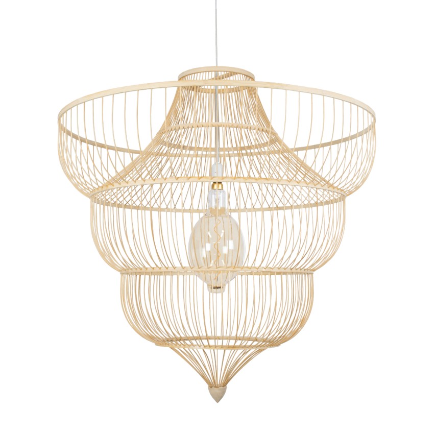 GLOBOSTAR® HIBISCUS  Boho Κρεμαστό Φωτιστικό Οροφής με Ντουί 1 x E27 AC 220-240V IP20 - Μπεζ - Μ100 x Π100 x Υ100cm