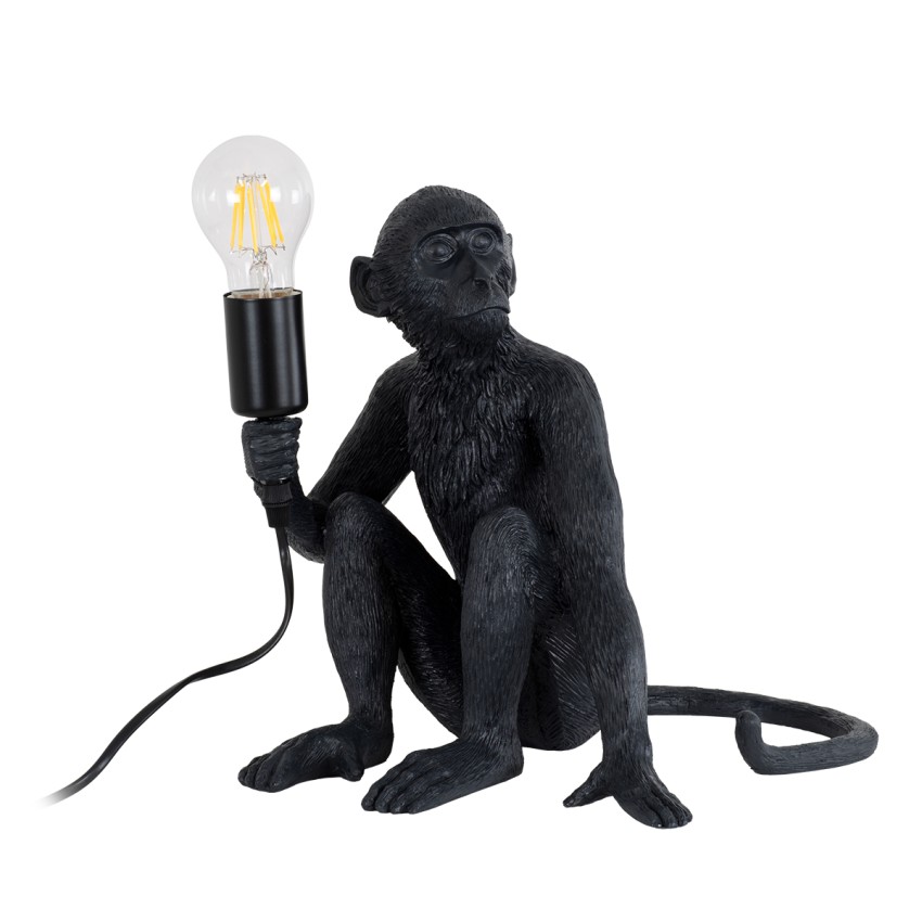GLOBOSTAR® APES  Μοντέρνο Επιτραπέζιο Φωτιστικό Πορτατίφ με Ντουί 1 x E27 AC 220-240V IP20 - Μαύρο - Μ30 x Π27 x Υ30cm