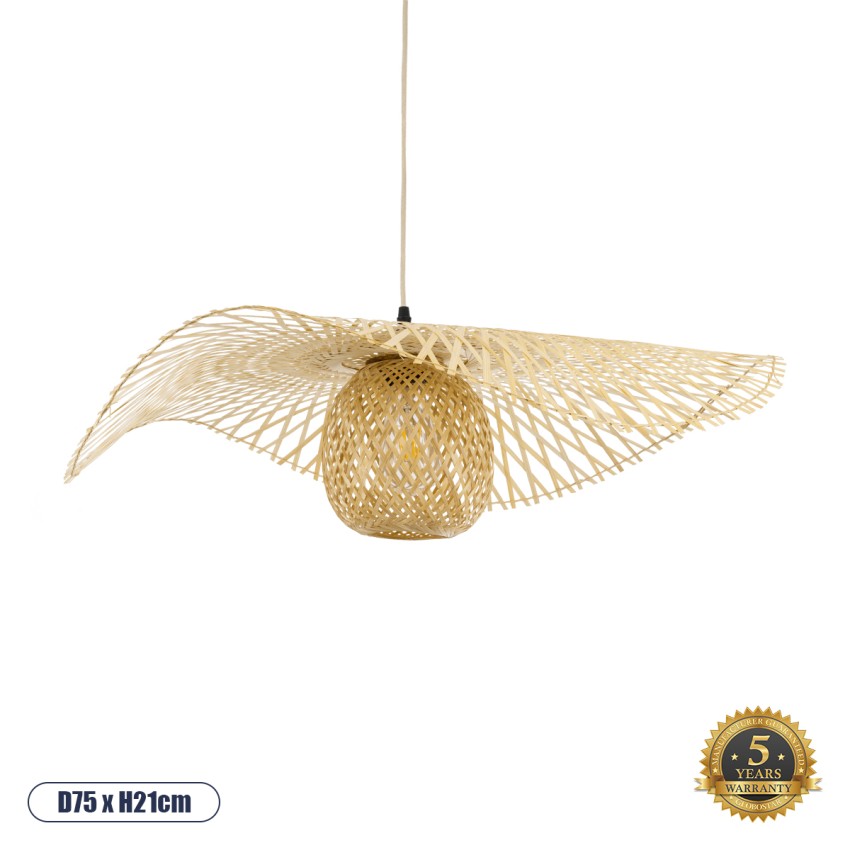GLOBOSTAR® CINNABAR  Boho Κρεμαστό Φωτιστικό Οροφής με Ντουί 1 x E27 AC 220-240V IP20 - Μπεζ - Μ75 x Π75 x Υ21cm