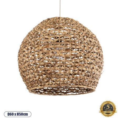GLOBOSTAR® MANGATA  Boho Κρεμαστό Φωτιστικό Οροφής με Ντουί 1 x E27 AC 220-240V IP20 - Καφέ - Μ60 x Π60 x Υ50cm