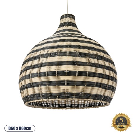 GLOBOSTAR® JAMAICA  Boho Κρεμαστό Φωτιστικό Οροφής με Ντουί 1 x E27 AC 220-240V IP20 - Μπεζ & Λαδί - Μ60 x Π60 x Υ60cm