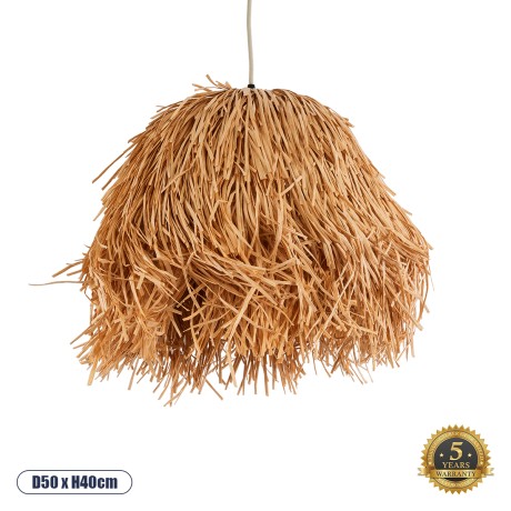 GLOBOSTAR® GUADELOUPE  Boho Κρεμαστό Φωτιστικό Οροφής με Ντουί 1 x E27 AC 220-240V IP20 - Μπεζ - Μ50 x Π50 x Υ40cm
