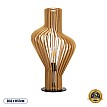 Mihiro Glint® Boho Επιτραπέζιο Φωτιστικό Μονόφωτο 1 X E27 Ac220-240V Ip20 - Φ33 X Υ57Cm - Καφέ Ξύλινο Με Μαύρη Μεταλλική Βάση Πλέγμα