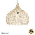 Adeje Glint® Boho Κρεμαστό Φωτιστικό Οροφής Μονόφωτο 1 X E27 Ac220-240V Ip20 - Φ60 X Υ60Cm - Μπεζ Ξύλινο Μπαμπού Πλέγμα