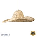 Espargos Glint® Boho Κρεμαστό Φωτιστικό Οροφής Μονόφωτο 1 X E27 Ac220-240V Ip20 - Φ70 X Υ35Cm - Μπεζ Ξύλινο Μπαμπού Πλέγμα