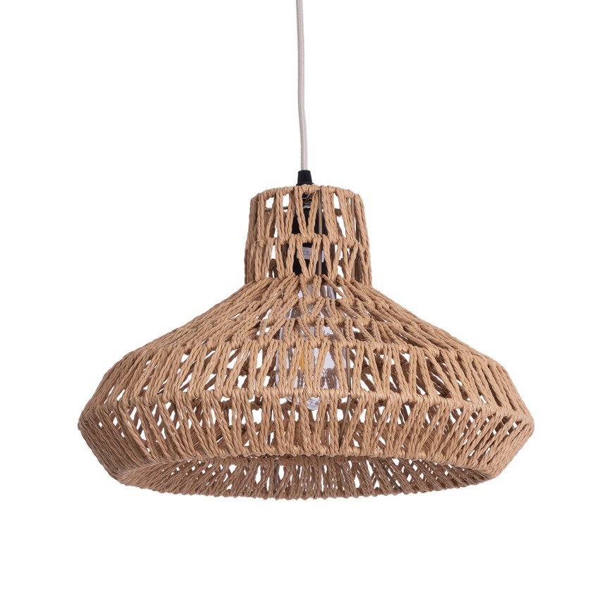 GLOBOSTAR® JENSON  Boho Κρεμαστό Φωτιστικό Οροφής με Ντουί 1 x E27 AC 220-240V IP20 - Μπεζ - Μ38 x Π38 x Υ24cm