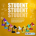 Student Purple Glint®  Επιτραπέζιο Φωτιστικό Γραφείου Μονόφωτο 1 X E27 Μωβ Με Λευκό Μεταλλικό Με Διακόπτη Οn/Off  Φ12 X Υ32Cm