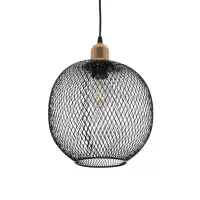GLOBOSTAR® WIRE  Μοντέρνο Κρεμαστό Φωτιστικό Οροφής με Ντουί 1 x E27 AC 220-240V IP20 - Μαύρο & Χρυσό - Μ25 x Π25 x Υ32cm