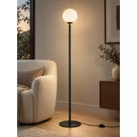 GLOBOSTAR® GLOBART  Μοντέρνο Επιδαπέδιο Φωτιστικό με Ντουί 1 x E27 AC 220-240V IP20 -Μαύρο & Λευκό - Μ25 x Π25 x Υ135cm
