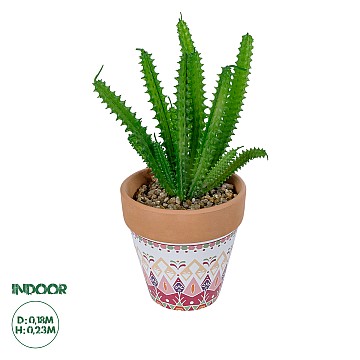 Τεχνητός Κήπος Succulent Euphorbia Potted Plant Glint® Διακοσμητικό Φυτό Ευφορβία Φ18 X Υ23Cm