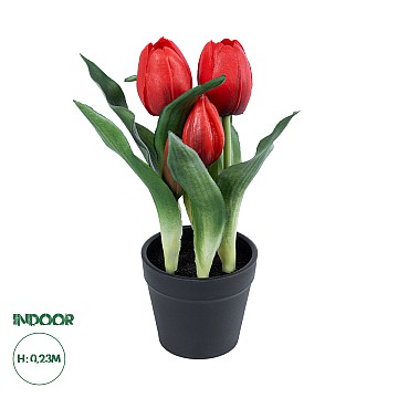 Τεχνητός Κήπος Red Tulip Glint® Διακοσμητικό Φυτό Κόκκινη Τουλίπα Υ23Cm