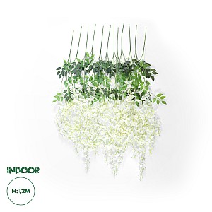 Τεχνητός Κήπος White Wisteria Flower Branch Glint® Σετ 12 Τεχνητά Διακοσμητικά Κλαδιά Βιστέριας Λευκό Φ45 X Υ120Cm