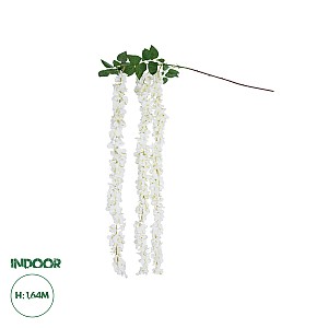 Τεχνητός Κήπος White Wisteria Flower Branch Glint® Τεχνητό Διακοσμητικό Κλαδί Βιστέρια Λευκό Φ45 X Υ120Cm