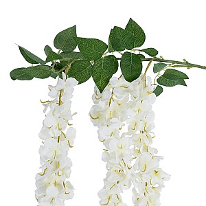 Τεχνητός Κήπος White Wisteria Flower Branch Glint® Τεχνητό Διακοσμητικό Κλαδί Βιστέρια Λευκό Φ45 X Υ120Cm