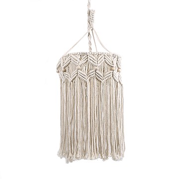 Congo Glint® Boho - Μακραμέ - Macrame Κρεμαστό Φωτιστικό Οροφής Μονόφωτο 1 X E27 Πλεκτό Χειροποίητο Μπεζ Υφασμάτινο Με Σχοινί Φ30 X Υ50Cm