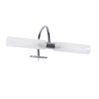 GLOBOSTAR® FLORA  Μοντέρνο Φωτιστικό Τοίχου - Απλίκα Καθρέπτη Μπάνιου με Ντουί 2 x G9 AC 220-240V IP44 - Νίκελ Χρώμιο - Μ31 x Π13 x Υ12cm